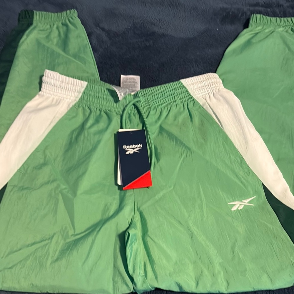 Reebok Green and White Track Pants